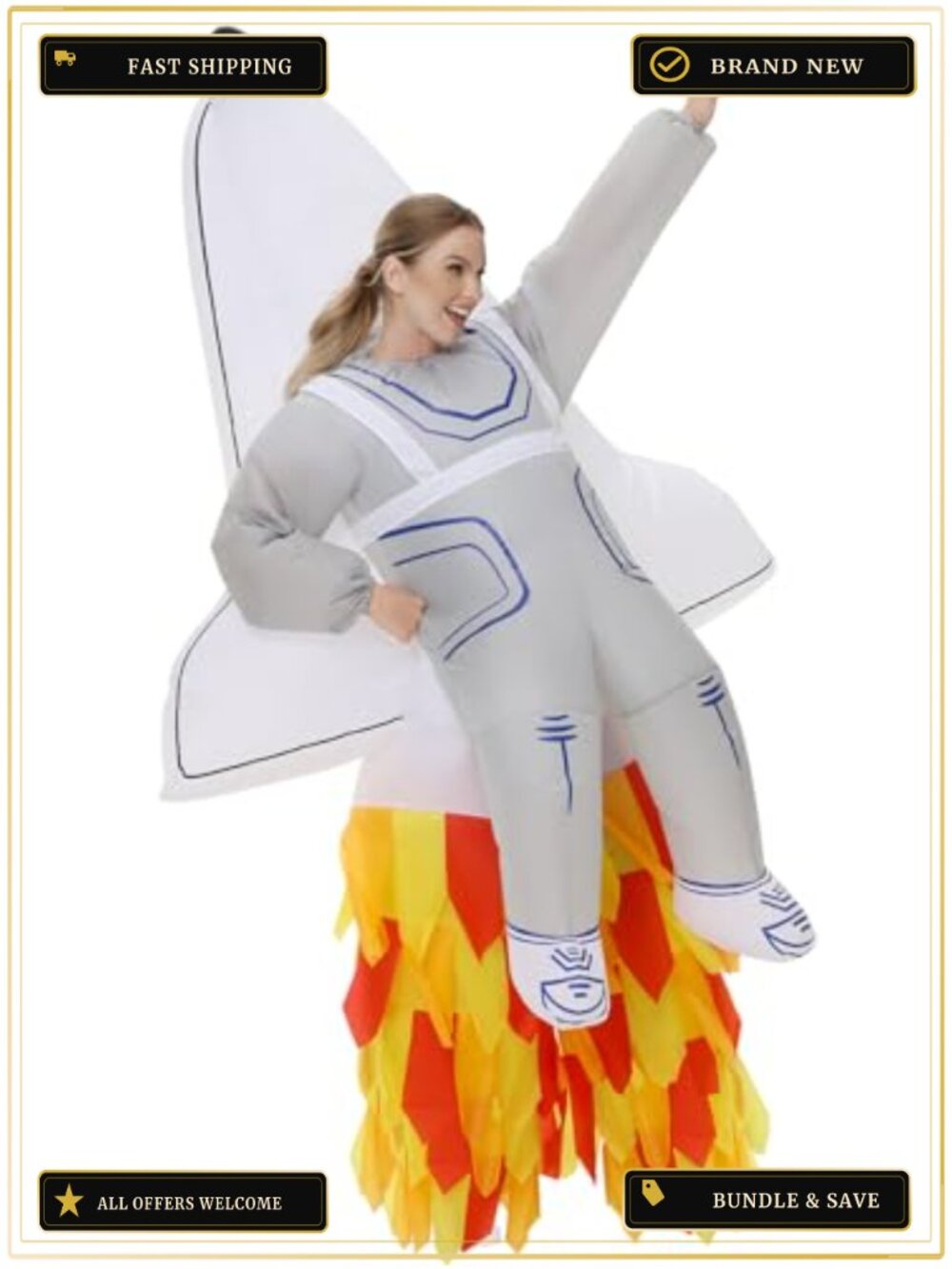 Inflatable Spaceship Costume Adult One Size Fits Most Halloween Blow Up Suit